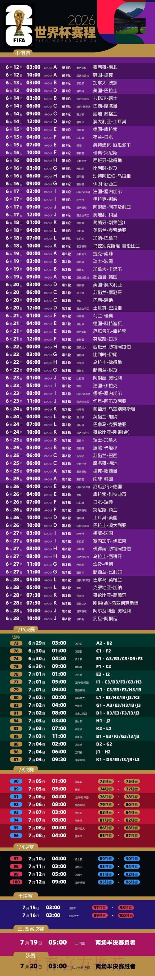 2026世界杯比赛时间最新赛事详情免费观看 2026世界杯比赛时间最新赛事详情免费观看